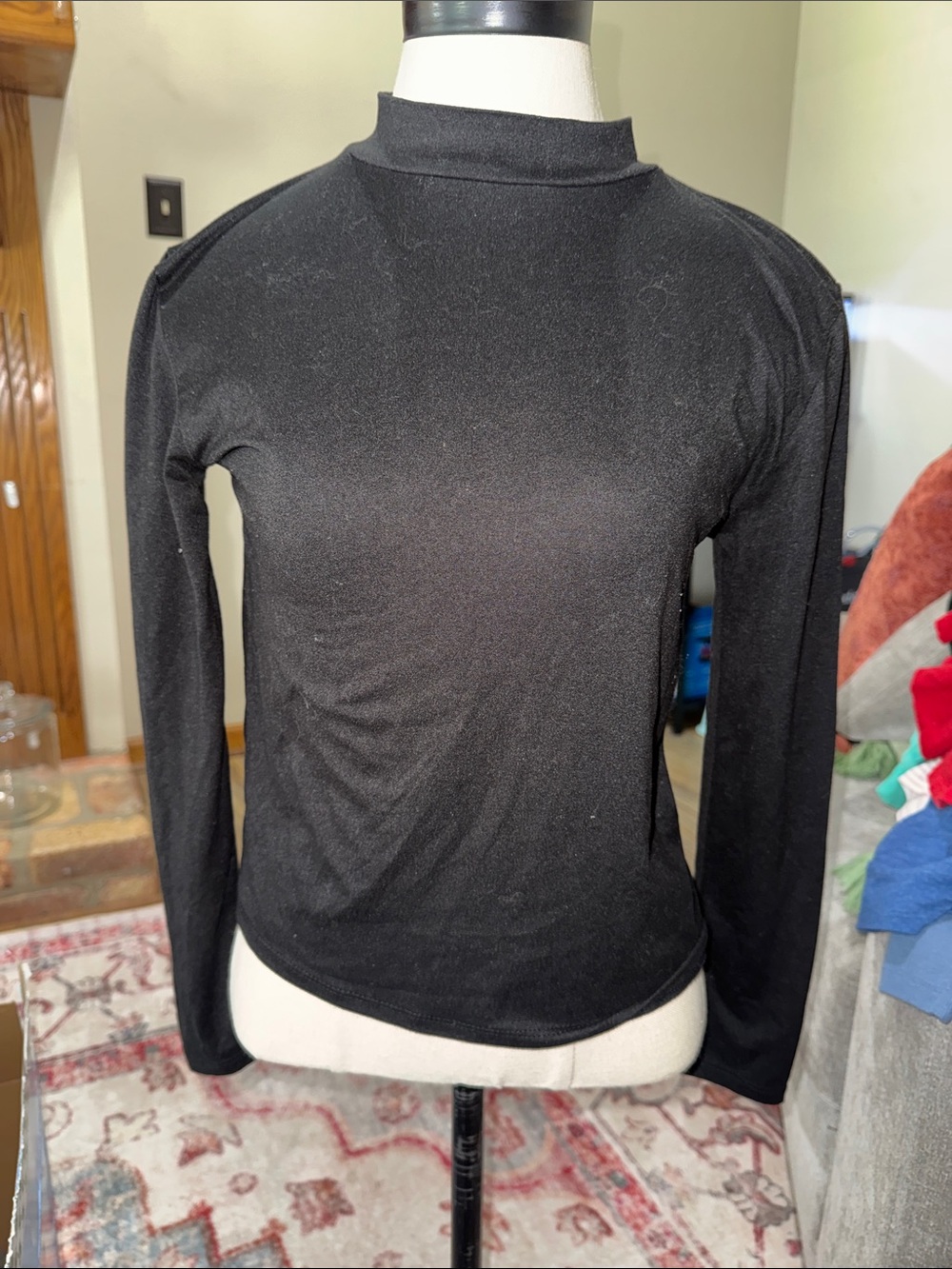 Brit & Bri Black Long-Sleeve Mock Neck Women's Top